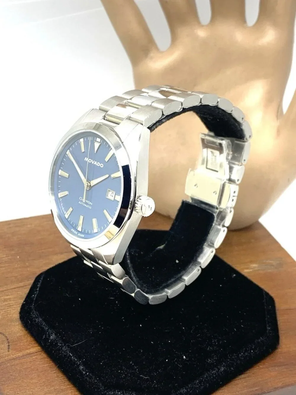 Movado Men's Watch 0608048 Heritage Datron Swiss Automatic Blue Dial Steel 40mm